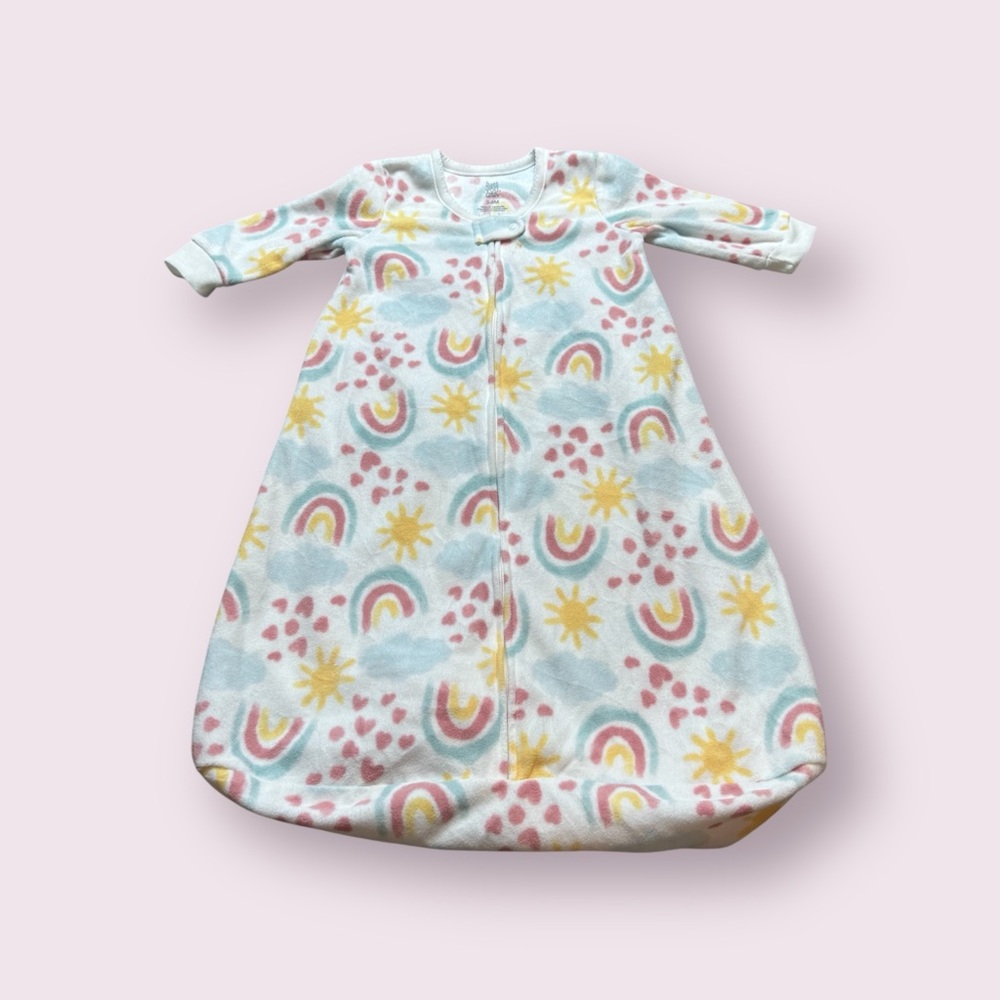 Carter's Pastel Rainbow Heart Sun Clouds Fleece Baby Sleep Sack